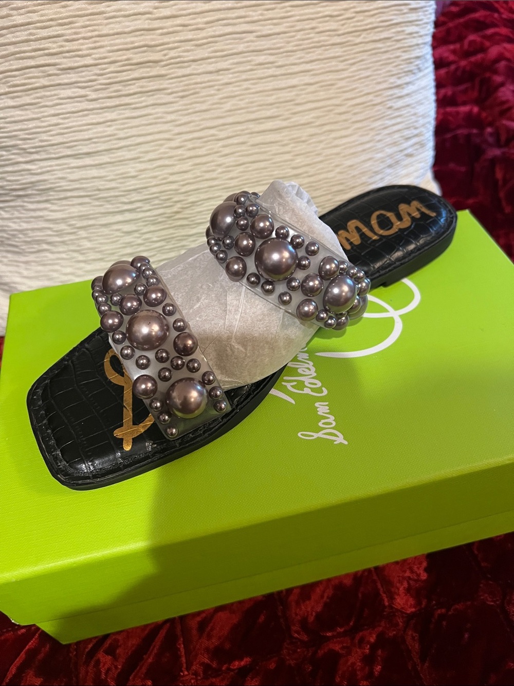 Sam Edelman Eleana Clear Grey PVC Flat Sandal Sz8 NEW - Picture 2 of 10